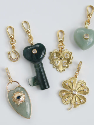 Heart Key Crystal Charm
