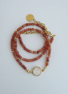 Divine Feminine- Moonstone Wrap Bracelet - Necklace