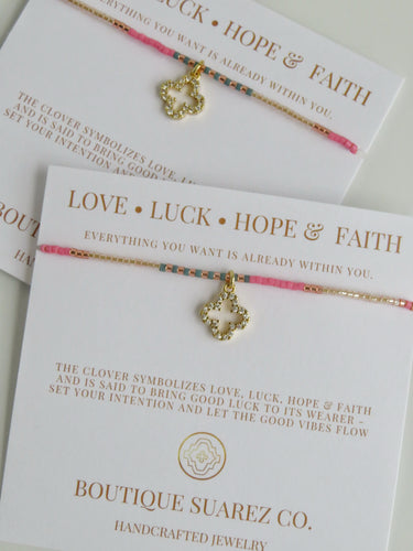 Abigail Clover Bracelet Pink - Love • Luck • Hope & Faith