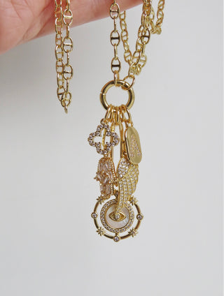Love & Divine Guidance Charm Cluster Necklace - Petite Mariner Link
