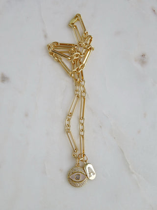 Perla Evil Eye Necklace - Figaro Chain