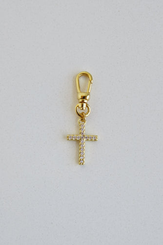 Diamond Holy Cross Charm on swivel clasp