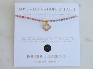 Kira Diamond Clover Cord Bracelet