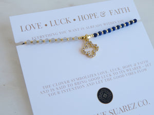 Kira Diamond Clover Cord Bracelet