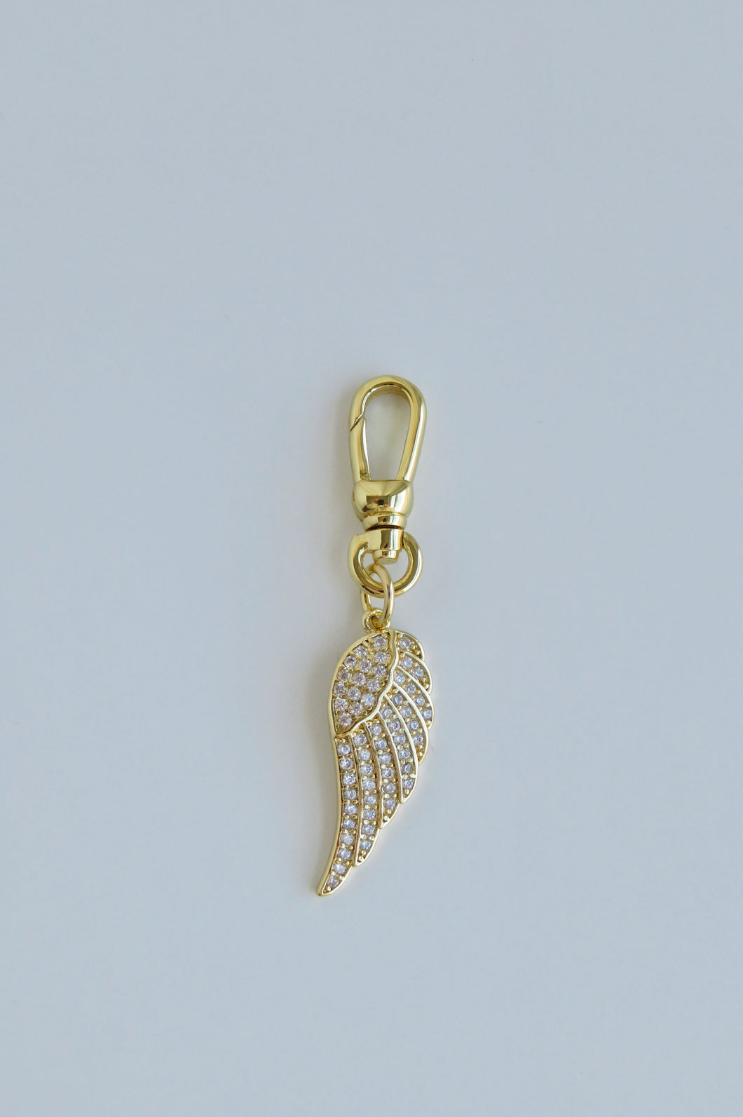 Diamond Angel Wing Charm with Swivel Clasp