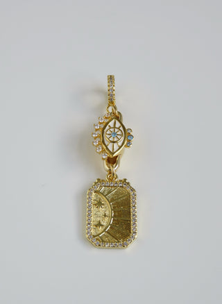 Evil Eye & Sun Hinged Clasp Lariat Chain - Figaro Link - add a charm