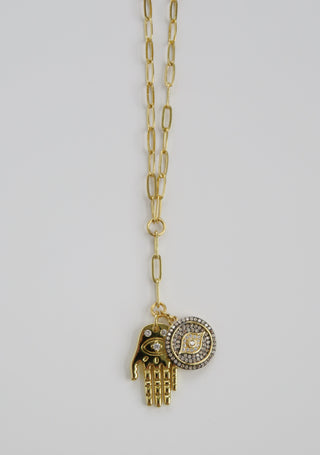 Evil Eye Hamsa Lariat Charm Necklace