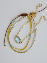 Load image into Gallery viewer, Crystal Shimmer Beaded Wrist Stack - Light Aqua &amp; Yellow