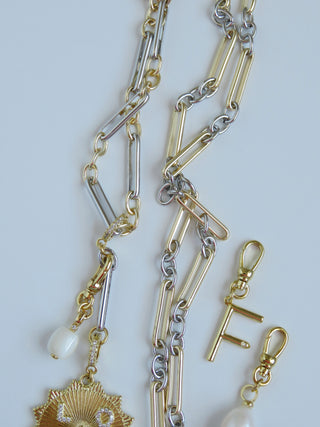 Mixed Metal Figaro Necklace - add hinged clasp charms