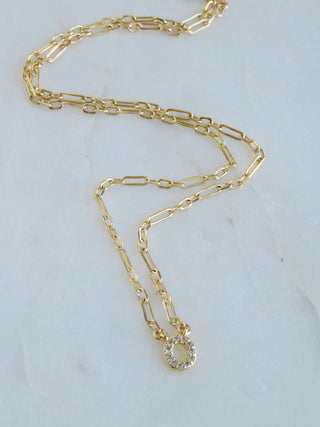 Personalized with Diamonds Necklace - Petite Figaro Chain