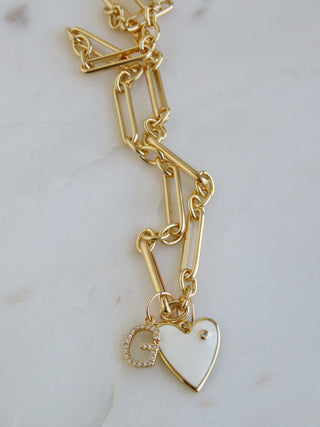 Protect Your Love Necklace - Heart Initial - Figaro Chain