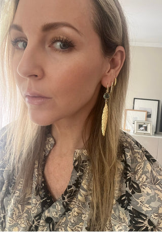 Feathered Blue Topaz Crystal Earrings