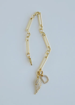 Angel Wing & Initial Bracelet