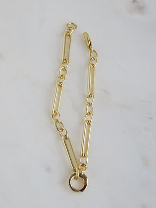 Figaro Charm Holder Bracelet - Push In Clasp - add charms