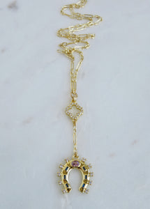 Diamond Clover Horseshoe Extension Necklace - love • luck • hope •faith & protection