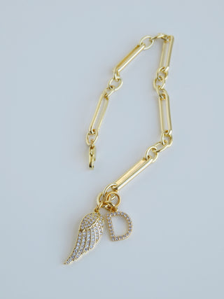 Angel Wing & Initial Bracelet