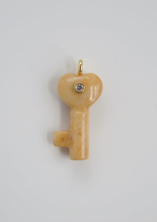 Heart Key Crystal Charm