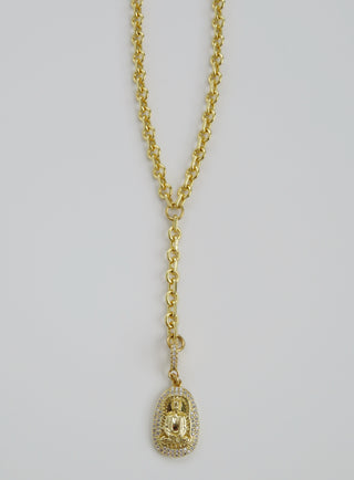 Diamond Buddha Lariat Necklace - Chunky Link