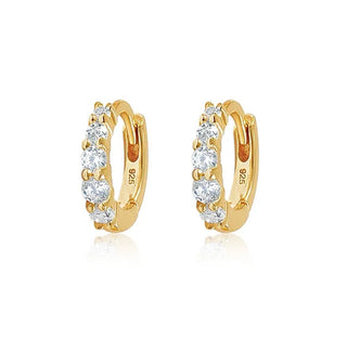 Petite Stacked Diamond Hoops - Sterling Silver