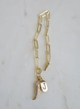 Load image into Gallery viewer, Angel Wing &amp; Diamond Initial Tag Bracelet - Clip Link