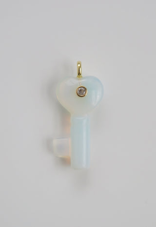 Heart Key Crystal Charm