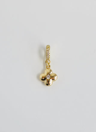 Petite Puffed Clover Charm on Diamond Clasp
