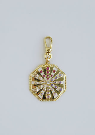 Colorful Octogan Pendant on Swivel Clasp