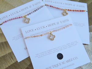 Kira Diamond Clover Cord Bracelet