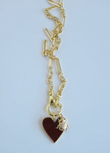 Load image into Gallery viewer, Sanxenxo Hamsa Clasp - Burgundy Heart with Scarab Beetle Necklace