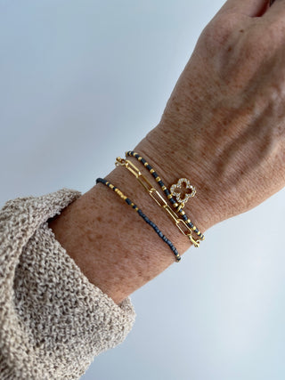 Lucky Stack - Beaded Wrist Stack - Grey