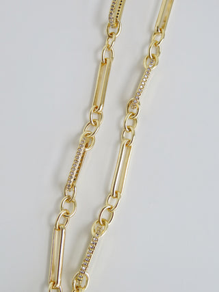 Diamond Figaro Charm Holder Necklace - Clicker Clasp - add charms