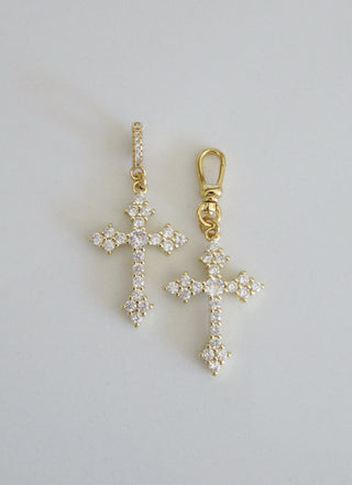 Diamond Holy Cross Charm on Hinged Clasp