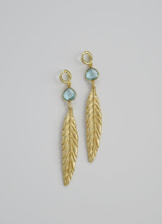 Feathered Blue Topaz Crystal Earrings