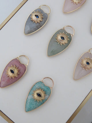 Heart Shaped Crystal Evil Eye Sun Charm