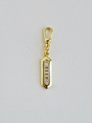 Baguette Diamond Tag Pendant with Swivel Clasp