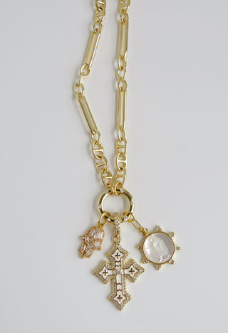 Love. Protection & Blessings of Goodness Charm Cluster Necklace - Sanxenxo Link