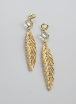 Feathered Clear Quartz Crystal Earrings