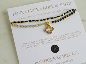 Kiaria Diamond Clover Cord Bracelet