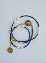Load image into Gallery viewer, Enlightened - Lotis Lapis Lazuli Pearl Wrap Bracelet - Necklace