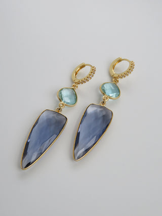 Amethyst Blue Topaz Crystal Earrings