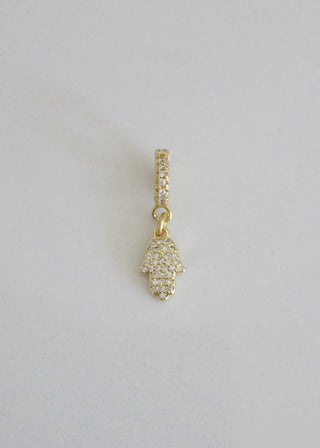 Petite Diamond Hamsa - Hand of God Charm on Diamond Hinged Clasp