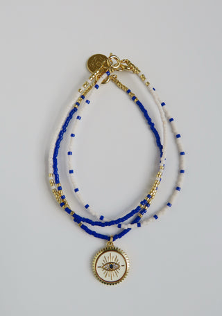 Hilda Evil Eye Shimmer - Beaded Bracelets Wrist Stack of 3