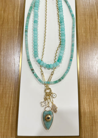 Aqua Evil Eye Necklace Stack