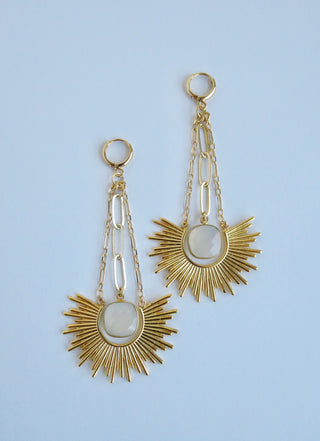 Moonstone Sun Goddess Earrings