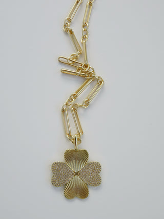 Diamond Heart Clover Charm