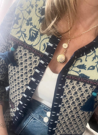 White Enamel Alec Evil Eye Sun Lariat Necklace