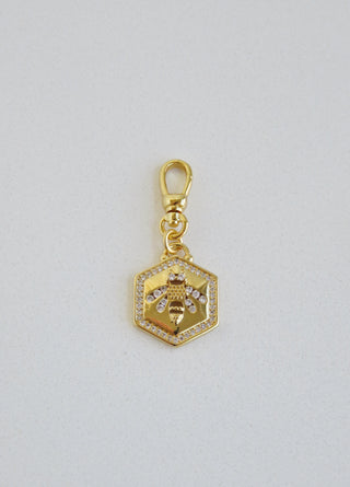 Hexagon Bee Charm with Swivel Clasp