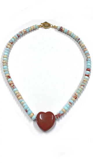 Montauk - Autumn Beaded Heart Necklace