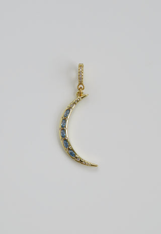 Celestial Domed Sun & Sky Blue Moon White Enamel Lariat Necklace