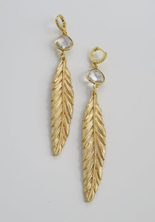 Feathered Clear Quartz Crystal Earrings